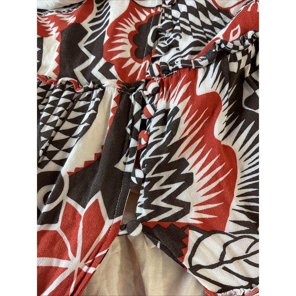 Anthropologie Tiered Maxi Dress Red‎ Black Multicolor Open Back Flowy size LG - Picture 8 of 15